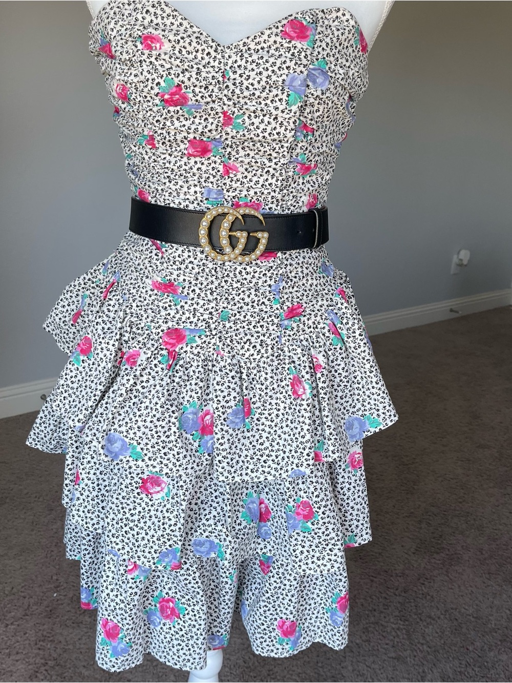Floral Tiered Sweetheart Dress